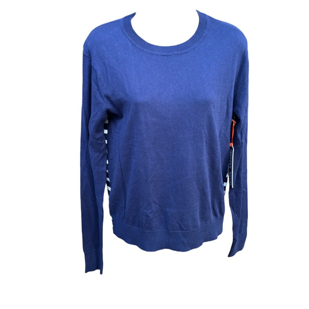 DOFFER BOYS navy and cream stripe, crew neck sweater, M, NWT